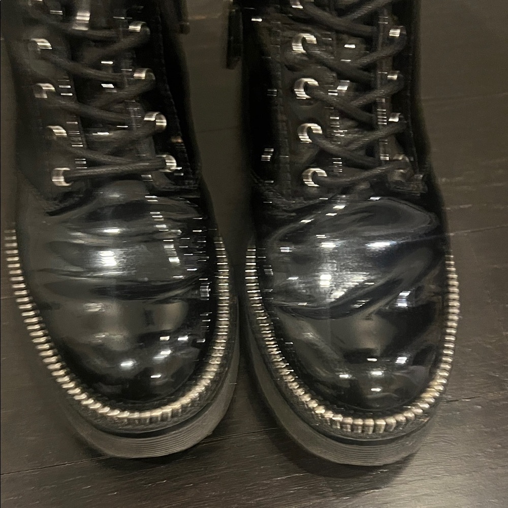 Michael Kors Black Patent leather Lace-Up Boots Size 5 - Picture 12 of 13
